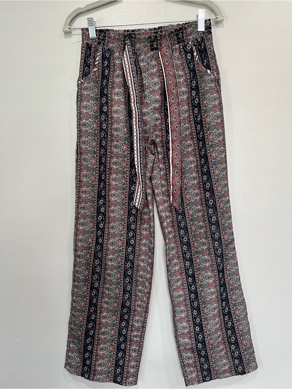 Japna Striped Paisley Wide Leg Pants in Pink Size S